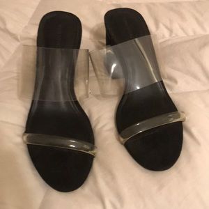Clear Straps with Black Heel
